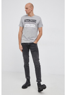 Pepe Jeans Тениска Abaden мъжка в сиво с принт - Pepit.bg