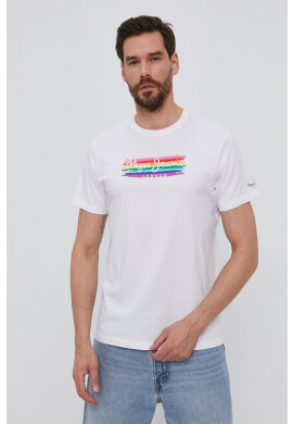 Pepe Jeans Тениска мъжка в бяло с принт - Pepit.bg