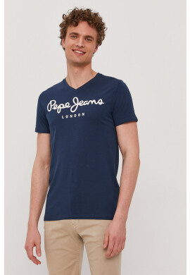 Pepe Jeans Тениска мъжка в тъмносиньо с принт - Pepit.bg