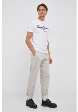 Pepe Jeans Тениска Original Stretch в бяло с принт - Pepit.bg