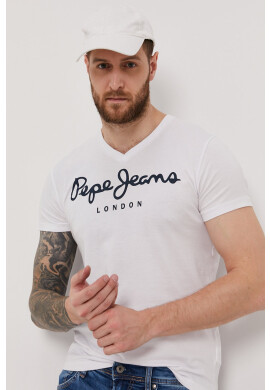 Pepe Jeans Тениска мъжка в бяло с принт - Pepit.bg