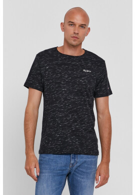 Pepe Jeans Тениска Paul 10 мъжка в черно с десен - Pepit.bg