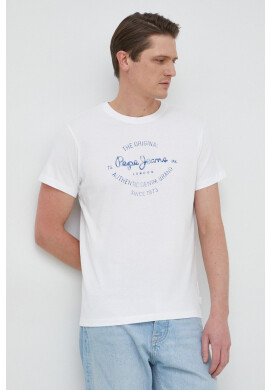 Pepe Jeans Тениска Rigley в бял меланж - Pepit.bg