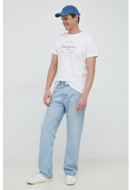 Pepe Jeans Тениска Rigley в бял меланж - Pepit.bg