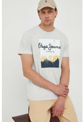 Pepe Jeans Тениска Roslyn в сиво с принт - Pepit.bg