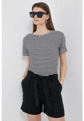Pepe Jeans Тениска с лен Nene в черно - Pepit.bg