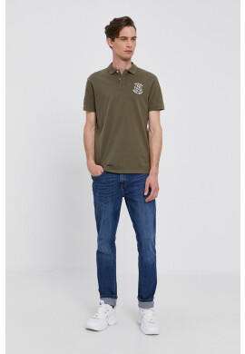 Pepe Jeans Тениска с яка мъжка в зелено с изчистен дизайн - Pepit.bg