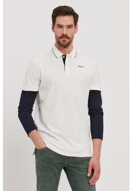 Pepe Jeans Тениска с яка в бяло - Pepit.bg