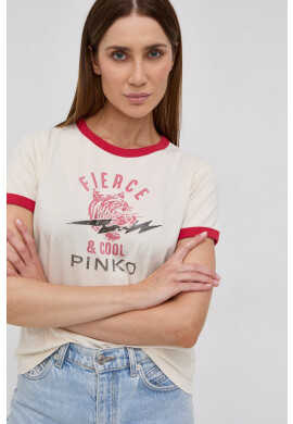 Pinko Памучна тениска в прозрачен цвят - Pepit.bg