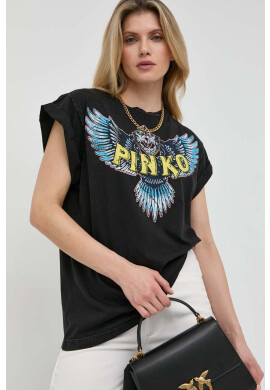 Pinko Памучна тениска в черно - Pepit.bg