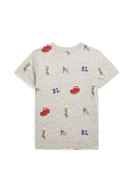Polo Ralph Lauren Детска памучна тениска в сиво с десен - Pepit.bg