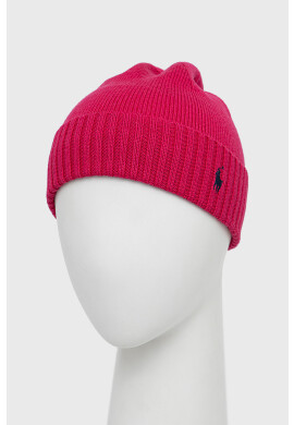 Polo Ralph Lauren Детска шапка в розово с фина плетка от вълна - Pepit.bg