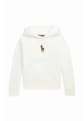 Polo Ralph Lauren Детски суичър в бяло с качулка с изчистен дизайн - Pepit.bg