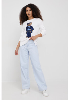 Polo Ralph Lauren Пуловер с лен дамски в бяло от лека материя - Pepit.bg