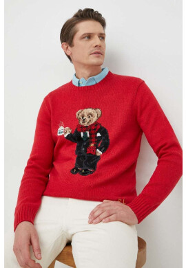 Polo Ralph Lauren Пуловер с лен мъжки в червено от лека материя - Pepit.bg