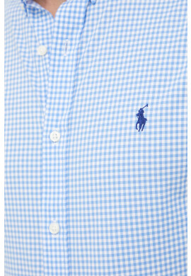 Polo Ralph Lauren Риза мъжка в бяло със стандартна кройка с яка с копче - Pepit.bg