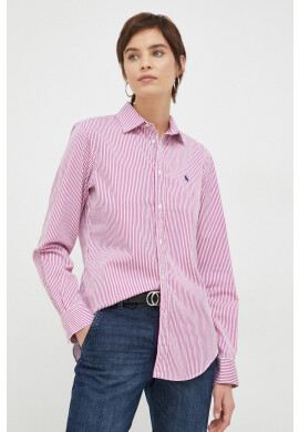 Polo Ralph Lauren Риза дамска в розово със стандартна кройка с класическа яка - Pepit.bg