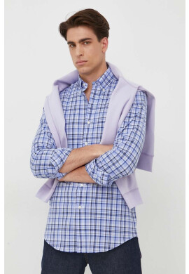 Polo Ralph Lauren Риза мъжка в лилаво със стандартна кройка с яка с копче - Pepit.bg
