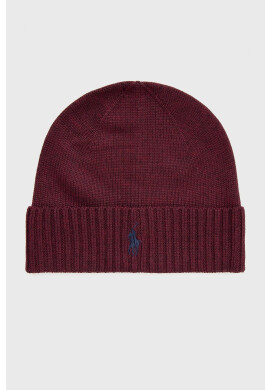 Polo Ralph Lauren Шапка в бордо с фина плетка от вълна - Pepit.bg