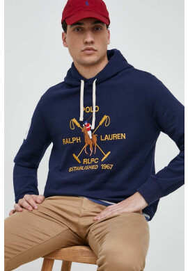 Polo Ralph Lauren Суичър в тъмносиньо с качулка с апликация - Pepit.bg
