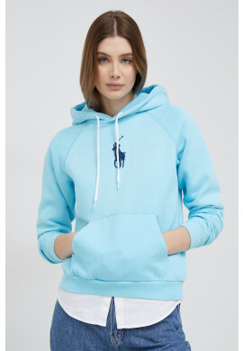 Polo Ralph Lauren Суичър в синьо с качулка с апликация - Pepit.bg