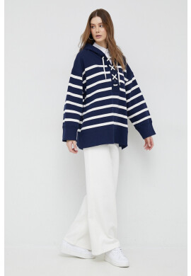 Polo Ralph Lauren Суичър в тъмносиньо с качулка с десен - Pepit.bg