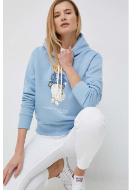Polo Ralph Lauren Суичър в синьо с качулка с принт - Pepit.bg