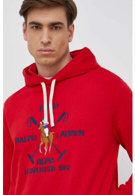 Polo Ralph Lauren Суичър в червено с качулка с апликация - Pepit.bg