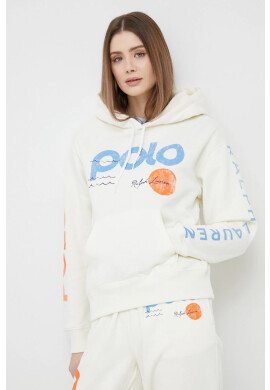 Polo Ralph Lauren Суичър в бежово с качулка с десен - Pepit.bg