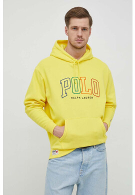 Polo Ralph Lauren Суичър в жълто с качулка с апликация - Pepit.bg