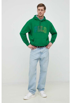 Polo Ralph Lauren Суичър в зелено с качулка с апликация - Pepit.bg