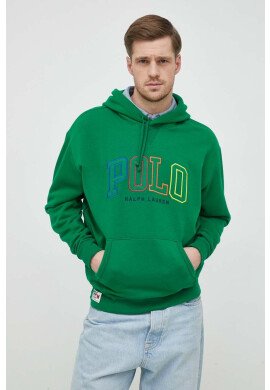 Polo Ralph Lauren Суичър в зелено с качулка с апликация - Pepit.bg