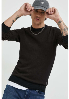 Premium by Jack&Jones Памучен Пуловер Globe мъжки в черно - Pepit.bg