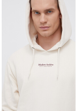 Premium by Jack&Jones Памучен суичър мъжки в кремаво с изчистен дизайн - Pepit.bg