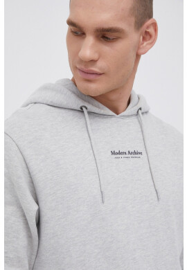 Premium by Jack&Jones Памучен суичър мъжки в сиво с изчистен дизайн - Pepit.bg