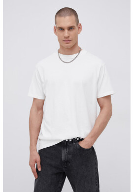 Premium by Jack&Jones Памучна тениска в кремаво с изчистен дизайн - Pepit.bg