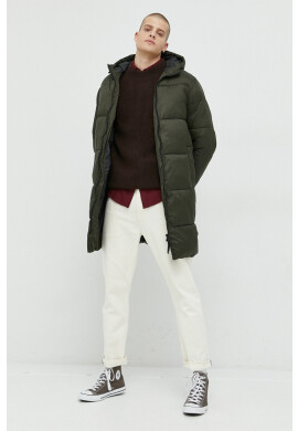 Premium by Jack&Jones Пуловер с вълна Raley мъжки в кафяво с ниско поло - Pepit.bg