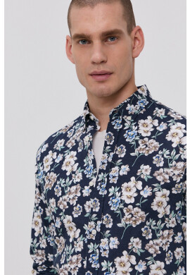 Premium by Jack&Jones Риза мъжка в тъмносиньо с кройка по тялото с яка с копче - Pepit.bg