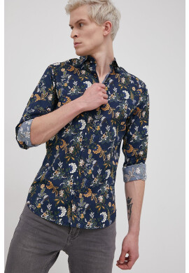 Premium by Jack&Jones Риза мъжка в тъмносиньо с кройка по тялото с класическа яка - Pepit.bg