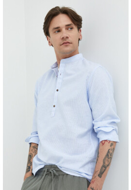 Premium by Jack&Jones Риза с лен мъжка с кройка по тялото с права яка - Pepit.bg