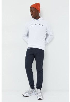 Premium by Jack&Jones Суичър в бяло с качулка с десен - Pepit.bg