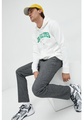 Premium by Jack&Jones Суичър в бяло с качулка с принт - Pepit.bg