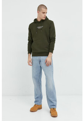 Premium by Jack&Jones Суичър Archie в зелено с качулка с принт - Pepit.bg