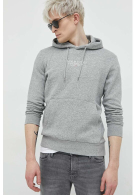 Premium by Jack&Jones Суичър Archie в сиво с качулка с принт - Pepit.bg