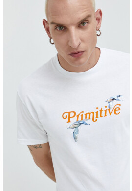 Primitive Памучна тениска в бяло с принт - Pepit.bg