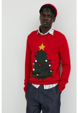 Produkt by Jack & Jones Пуловер мъжки в червено от лека материя - Pepit.bg