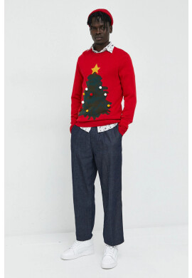 Produkt by Jack & Jones Пуловер мъжки в червено от лека материя - Pepit.bg