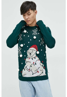 Produkt by Jack & Jones Пуловер мъжки в зелено от лека материя - Pepit.bg