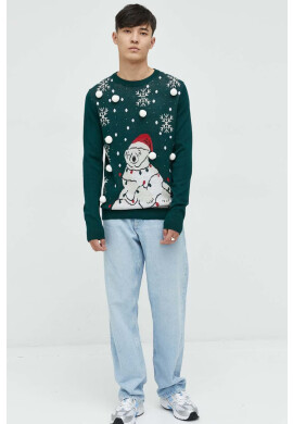 Produkt by Jack & Jones Пуловер мъжки в зелено от лека материя - Pepit.bg