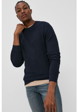Produkt by Jack & Jones Пуловер мъжки в тъмносиньо от лека материя - Pepit.bg